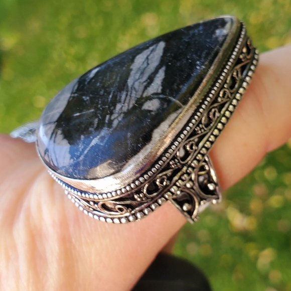 New Oversized Picasso Jasper 925 Silver Statement Ring. - Picture 2 of 16